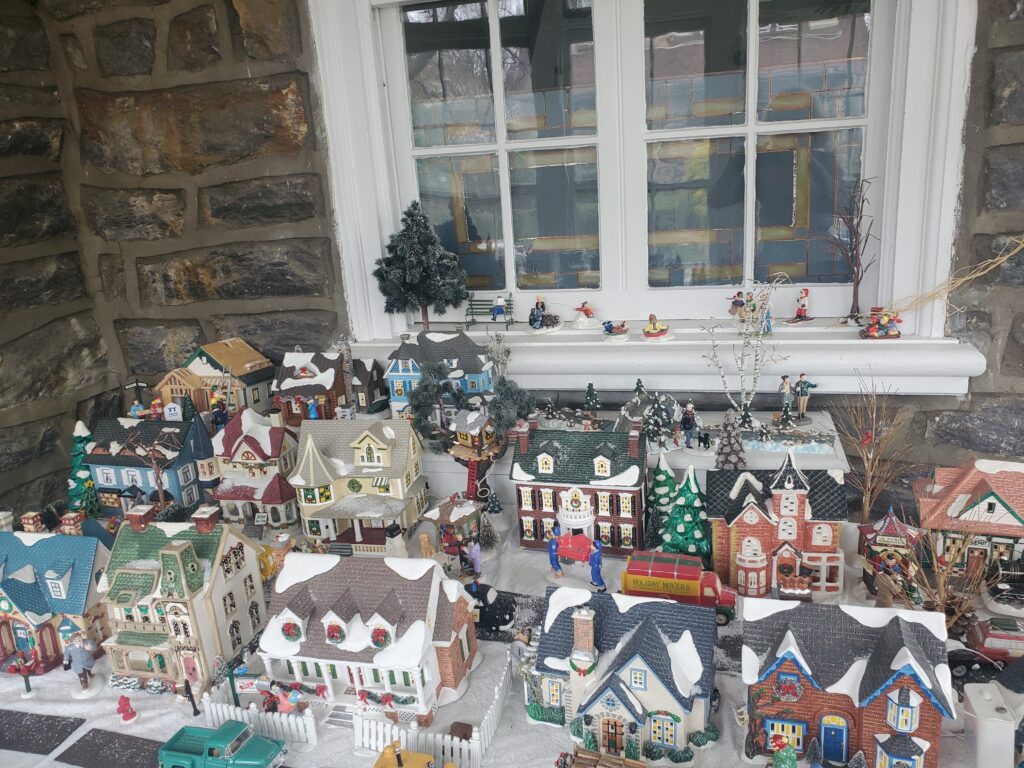Village of decorative Christmas houses